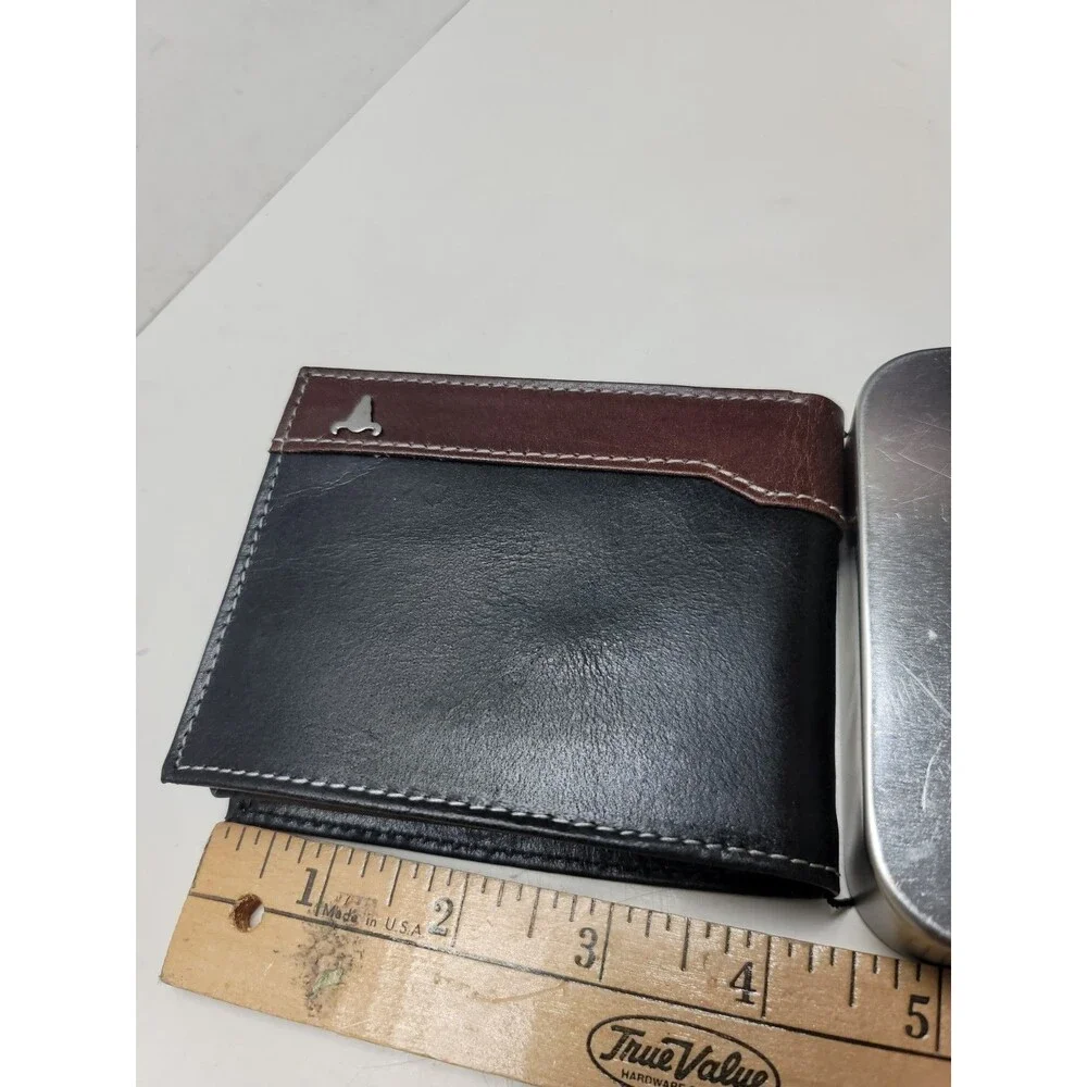 American Bison Men’s Black Brown Genuine Leather Bifold Wallet New